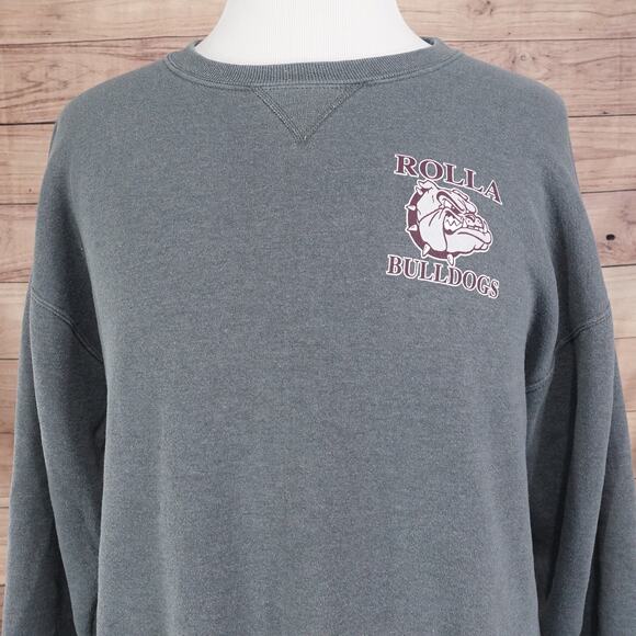 VINTAGE ROLLA BULLDOGS MISSOURI RUSSELL ATHLETIC GREY SWEATSHIRT SIZE L LARGE - Picture 1 of 8